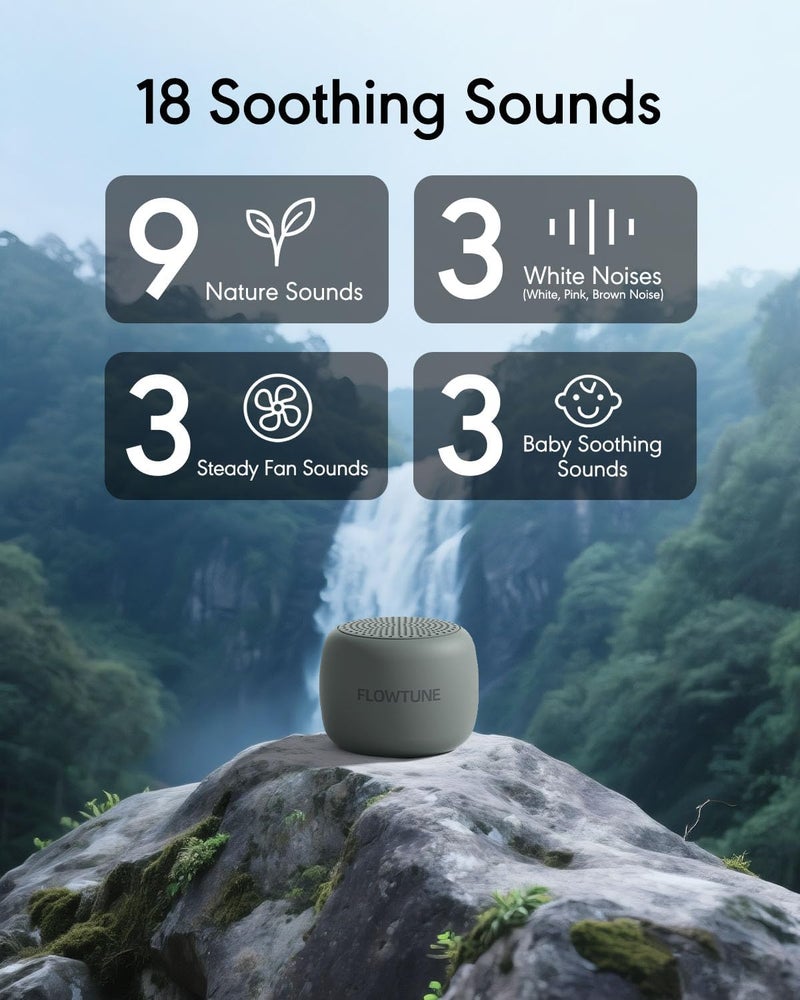 FLOWTUNE Sound Machine White Noise Machine for Baby Adults, Mini Portable Sound Machine for Travel, 6H Timer, 18 Soothing Sleep Sounds Gift (Slate) - Image 2